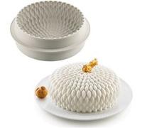 Silikomart - Moule à gâteau en silicone Modern HONORÉ - Design 3D Ø195×70 mm 1600 ml Gris clair