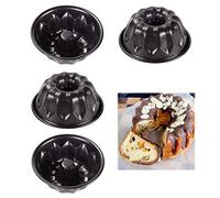 Moule Kouglof Mini 12cm Lot de 4 Moule à Gâteau Rond avec Revêtement Antiadhésif Moule à Kougelhopf, Noir Moule à Gâteaux Kouglof, Antiadhésif
