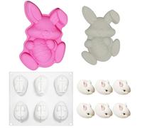 Moule Lapin de Paques (Lot de 2) - Moule à Gâteau en Silicone Forme de Rainure de Lapin & Moules en silicone en forme de lapin 3D - Pour Gâteau, Chocolat et Pâtisserie Festive Antiadhésifs