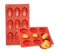 Moule Madeleine Silicone, Lot de 2 Moules à Madeleine Antiadhésifs avec 9 Cavités, Moule à Pâtisserie Réutilisable pour Four pour Madeleines Classiques et Mini