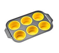 Moule muffins polyvalent, moule cuisson antiadhésif, plateau cupcakes 12,2x7,32 pouces avec 6 tasses en silicone, moules à muffins compact en fer, moules à biscuits style moderne, accessoire cuisson