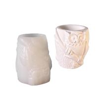 Moule multifonction en silicone en forme de hibou pour pots de fleurs faits maison et pièces décoratives pour pot de fleurs en ciment
