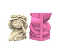 Moule multifonction en silicone pour jardinière de fille - Outil de décoration de jardinage compatible avec les matériaux d'artisanat en résine en béton - Moules décoratifs en résine pour pots de
