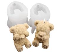 Moule ours, 2 pièces moule en Silicone ours en peluche mignon, moules en Silicone souple antiadhésif pour chocolat, glaçons, bougie, pudding, savon Teddy