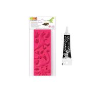 Moule pâte à sucre Dinosaures + Stylo de glaçage noir