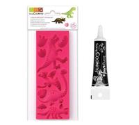 Moule pâte à sucre Dinosaures + Stylo de glaçage noir Scrapcooking