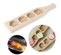 Moule Patisserie Orientale en Bois, Fleur Rond Motif Hand-Pressure Lune Moule à Gâteau, Tampon Biscuit Personnalisa#4404