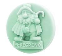 Moule pèlerin rond en silicone anti-adhésif pour savons Idéal pour travaux manuels Forme de pastille avec détails Chemin de Saint-Jacques 6,5 cm x 2,5 cm