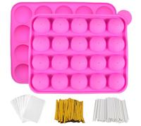 Moule Pop Cake, 20 Moule Sucette, Moulle Popcakes, Moules À Sucettes en Silicone, Pop Cake, Pour Faire Sucettes Fudge, 100 bâtons de sucette, 100 sacs de sucettes, 100 cravates