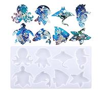 Moule porte-clés en argile en forme d'animal marin - Décoration en silicone - Accessoire de fabrication à la main - Moules à pendentifs en silicone pour résine époxy