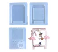 Moule porte-clés en résine en silicone pliable avec pendentif en forme de cœur et cadre photo - Kit de fabrication de bijoux avec trou - Lettre époxy