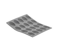 De Buyer - Plaque de 20 mini Madeleines ELASTOMOULE en mousse de silicone - 21 x 17,6 cm, portion 4 x 3 cm -, Gris