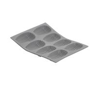 De Buyer - Plaque de 8 Madeleines ELASTOMOULE en mousse de silicone - 21 x 17,6 cm, portion 8 x 4,5 cm -, Gris