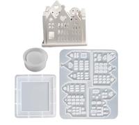 Moule pour bougeoir de Noël - forme résistante à la chaleur | moule en silicone avec design maison vide pour support de bougie, pour résine, décoration de table, débutants, saint et fêtes