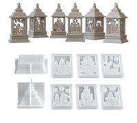 Moule pour bougeoirs et bougeoirs - Moule en époxy pour lanterne de Noël - 8 pièces - Moules en silicone pour bougeoirs - Pour l'art du béton - Artisanat - Décoration de la maison - Vacances