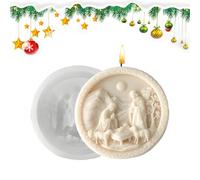 Moule pour crèche de Noël | Moule à chocolat 3D rond de Noël facile à détacher pour résine, plâtre, pâte à sucre, bougie, chocolat, projets artistiques