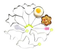 Moule pour la Cuisson Des Œufs - 8 Moules Outils De Cuisine Avec Brosse | Anneaux D'œufs En Acier Inoxydable | Pour Préparer Le Petit Déjeuner, Hamburger, Salade, Crêpe Et Omelette