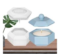 Moule pour pot de fleurs - Moule hexagonal | Moules en silicone époxy avec couvercle pour boîte de rangement, bougeoir, pot de cactus
