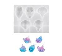 Moule pour projet de porte-clés, plateau en silicone avec cinq cavités pour petite breloque, pendentif et travail décoratif en résine, moule animal marin, pendentif à cinq cavités