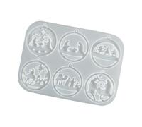 Moule pratique en silicone à 6 trous en forme d'ornement de Noël adapté pour les travaux manuels, bijoux, porte-clés, articles de décoration de vacances, fournitures de fabrication de bijoux en