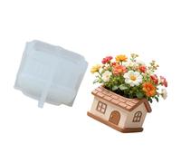 Moule professionnel pour pot de fleurs - Petite maison - Moule en béton - Structure en silicone - Convient pour les projets de bricolage - Moule en résine pour maison miniature
