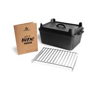 Moule rectangulaire en fonte BURNHARD® 3,5 l, couvercle multifonction comme poêle, pour tous feux, four, barbecue, feu de camp, pré-assaisonné, nettoyage facile - moule à pain Deluxe