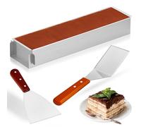 Moule Rectangulaire - Hauteur : 6 cm - en Acier Inoxydable - Rectangulaire - Réglable - Avec 2 Spatules - pour la Préparation de Tartes, Toasts, Pains, Tartes à Couches