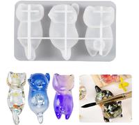 Moule Résine Chat, Moules Porte-Pinceau De Calligraphie, Moulle Silicone Resine Epoxy Animaux Petit Cat Resin Mold Pour Moulage Repose-Baguettes Artisanat Ornement Pendentif Décor (Type A)