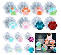 Moule resine epoxy,Moules en Résine poxy,14pcs Moulle en Silicone Forme de Patte de Chat Griffe Chien Moulage Cat Paw Print Resin