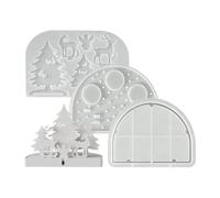 Moule réutilisable en silicone pour bougie Motif village de Noël | Moule à bougie chauffe-plat pour la maison, le salon, la chambre à coucher, la table basse, l'entrée ou la art