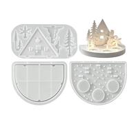 Moule réutilisable en silicone pour bougie Motif village de Noël | Moule à bougie chauffe-plat pour la maison, le salon, la chambre à coucher, la table basse, l'entrée ou la art