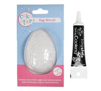 Moule rigide oeuf en chocolat 8,7 x 6 x 2,9 cm + Stylo glaçage noir Youdoit