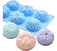 Moule Savon Moules en Silicone à 6 cavités, moule savon forme de fleur, décoration gâteau au chocolat, Biscuit, fait la main, for l'artisanat cuisson(Color-3)