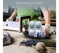Moule Silicone 3D Cœur Humain et Cerveau | 4 Cavités Moules Réalistes pour Bougies en Forme de Cerveau et Cœur,Outil de Création Anti-Adhésif pour Cire Chocolat Savon Pâtisserie Résine Époxy