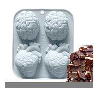 Moule Silicone 3D Cœur Humain et Cerveau - Moule en Silicone 3D de Cœur Humain à Main | Outil de Création Antiadhésif pour Ciment Argile Savon Cire Dessert