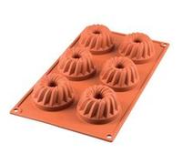 silikomart | SF058 Moule en Silicone pour monoportions MINI GUGELHUPF, anti-adhérent, 6 cavités, paquet de 1 Moule à gâteau, Ø 70 h 36 mm, Made in Italy, Terra Cotta