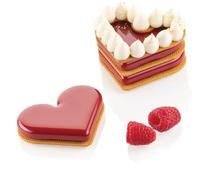 Moule silicone 8 coeurs plats 80 X 66 X h 12mm - 35ml + Découpoir inclus