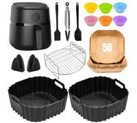 Moule Silicone Accessoire Airfryer pour Philips Air Fryer Série 2000 4.2L NA229/00, pour Philips 4.1L HD9252 HD9200 HD9255, rack de grillade, pinces, gants, brosse à huile, doublure en papier incluse