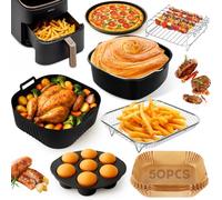 Moule Silicone Air Fryer 20-23CM, Accessoires Air Fryer pour Philips XL 6,2L/8,3L, Moulinex 7.5L, COSORI 5,5L/6L/6,2L/6,4L, Plat Silicone Air Fryer