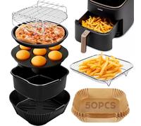 Moule Silicone Air Fryer 21-24CM, Accessoires Air Fryer pour Philips XL 6,2L/8,3L, Moulinex 7.5L, COSORI 5,5L/6L/6,2L/6,4L, Plat Silicone Air Fryer