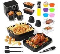 Moule Silicone Air Fryer, 22 Pièces Air Fryer Accessoires pour Ninja Foodi Max Dual Zone AF400EU 9,5L, Plat Airfryer Accessoire pour Ninja FlexDrawer AF500EU 10,4 L, Double Stack XL SL400EU