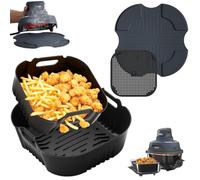 Moule Silicone Air Fryer 4 en 1, Accessoire Air Fryer pour Ninja, Lavable | 3,8/1,4 L moules silicone avec grille anti-projection, tapis thermique, thermorésistant sans BPA pour Ninja CRISPi FN101EU