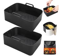 Moule Silicone Air Fryer Accessoire 2 Pièces Réutilisable Air Friteuse Liner Carré Air Fryer Pot En Silicone Avec Double Poig[G515]