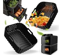 Moule Silicone Air Fryer, Accessoires Air Fryer Philips Airfryer 4000 Series Stacked Dual Basket, Ninja AF400EU SL400EU 8,5L-10L et Autres Dual Zone Friteuse, Moule pour Airfryer Cosori 8,5 10L
