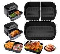 Moule Silicone Air Fryer, Accessoires Air Fryer pour Philips Airfryer 7,1L NA154/00, 3 Moule Silicone Accessoires 1×7,1L / 2×3,55L, Dual Zone Philips Air Fryer Accessoires Réutilisable Plat Air Fryer