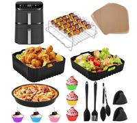 Moule Silicone Air Fryer Accessoires pour COSORI Turbo Tower Pro Airfryer 10,8 l, accessoires pour COSORI Turbo Tower Double Stack, Réutilisables Plat Friteuse à Air Silicone Liners, Grille Racks