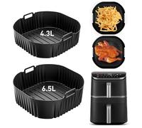 Moule Silicone Air Fryer for Cosori Turbo Tower Pro10,8L, Réutilisable Air Fryer Accessoires Plat Silicone Air Fryer for Cosori Turbo Tower Pro Smart 6,5L & 4,3 L) (2 pcs)