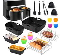 Moule Silicone Air Fryer pour Moulinex Easy Fry Dual 5,2/3,1L - 23 Pcs Air Fryer Accessoires Pour Friteuse à Air - Moule Air Fryer, Moule Cake, Pain, Grille Racks etc