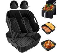 Moule Silicone Air Fryer pour Ninja AF140EU 4,7L Pro Friteuse, 5 Pièces Réutilisable Carré Moule Friteuse pour Ninja AF180EU 6,2L Doublures Silicone pour Foodi Max 2 Compartiments