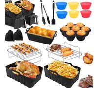 Moule Silicone Air Fryer pour Ninja AF400EU AF300EU 7,6L-9,5L, Accessoire Air Fryer Ninja, Ninja Double Stack XL Air Fryer Accessoires avec Grille Air Fryer, Moule à Gâteau